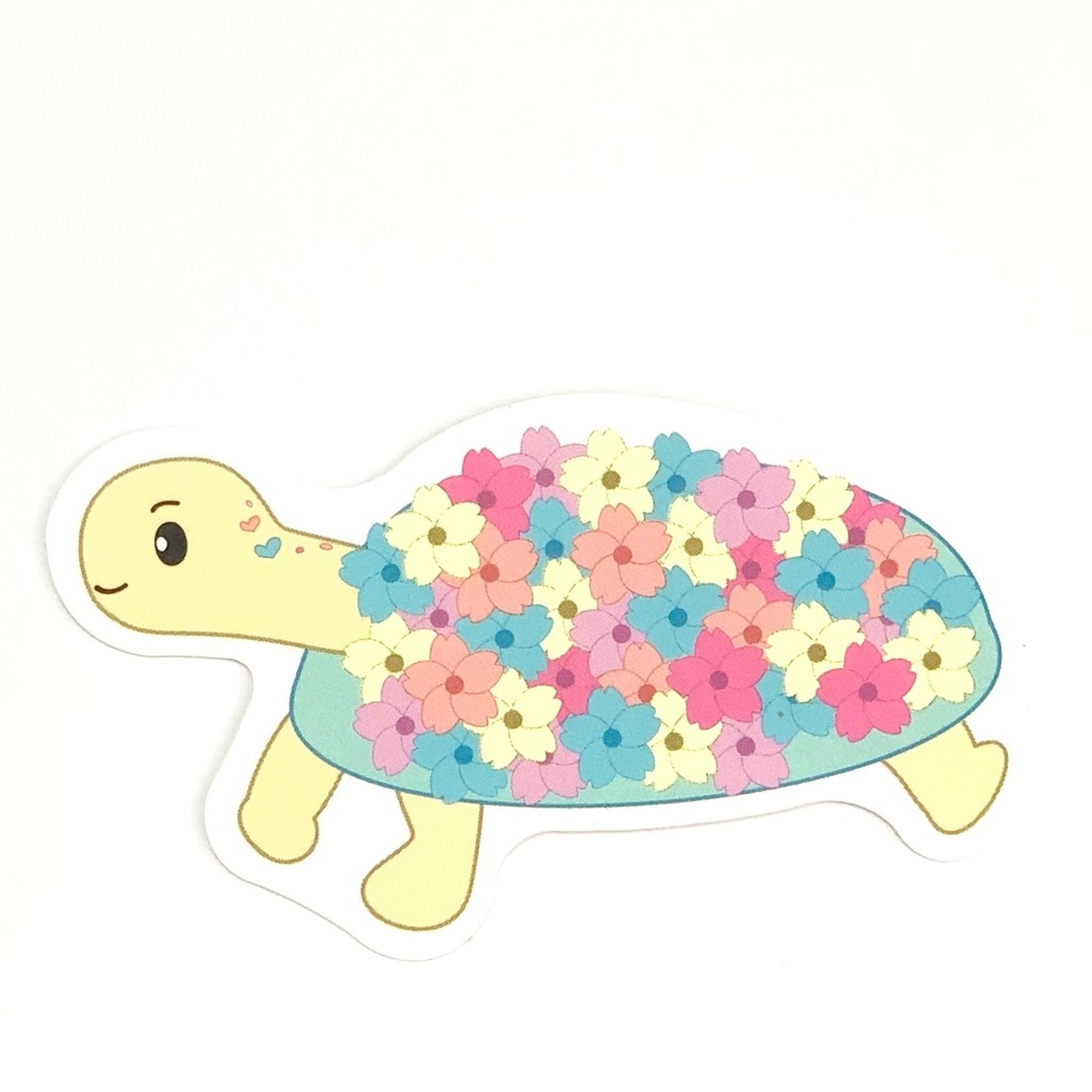 Floral Turtle Vinyl Sticker